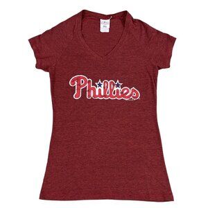 Philadelphia Phillies Womens Burgundy Campus Lifestyle T-Shirt Sz Small